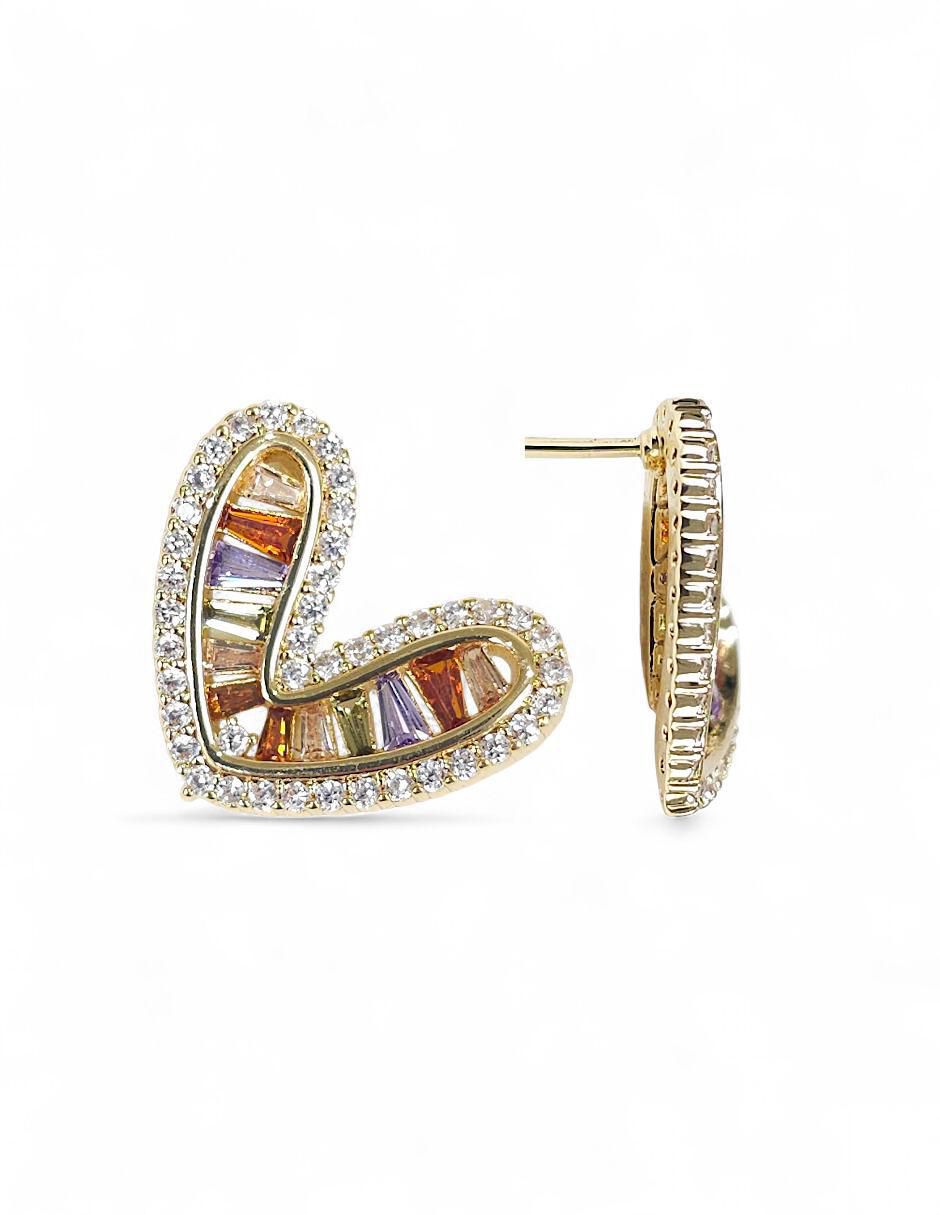 Aretes y collar acabado baño de oro 18 k zirconia 5