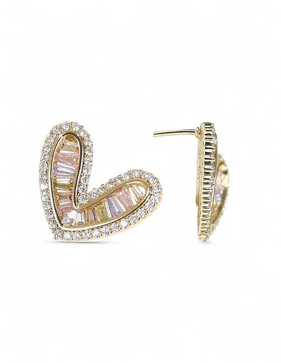 Aretes y collar acabado baño de oro 18 K zirconia 5