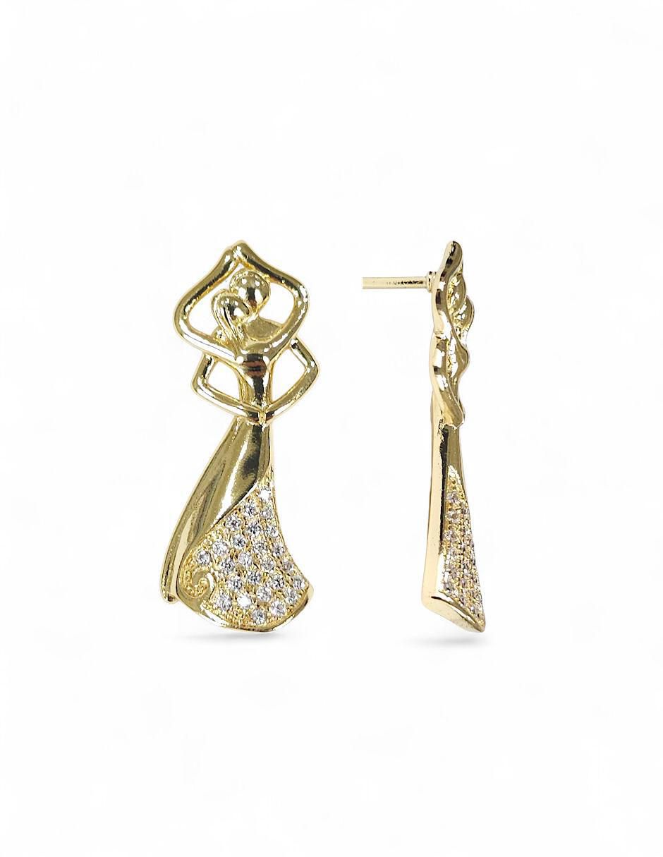 Aretes y collar acabado baño de oro 18 K zirconia 5
