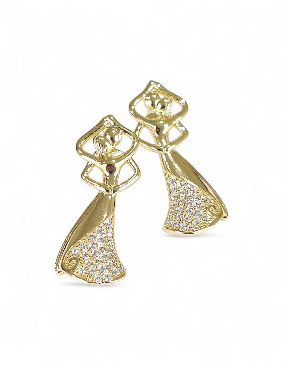 Aretes y collar acabado baño de oro 18 K zirconia 6