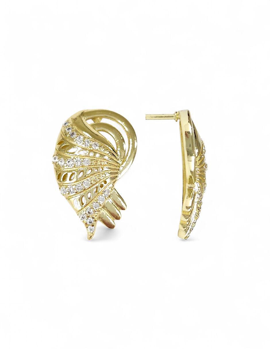Aretes y collar acabado baño de oro18 K zirconia 5