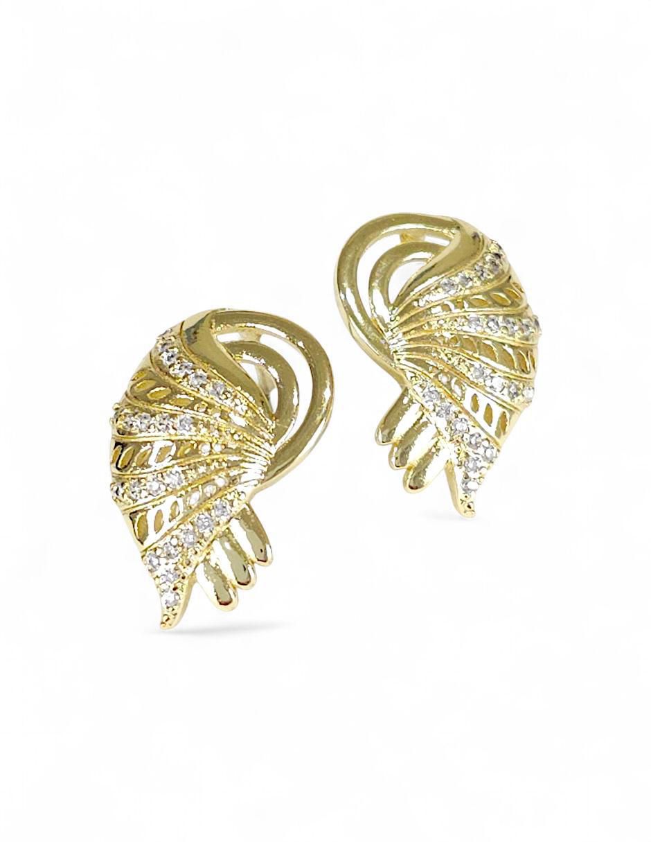 Aretes y collar acabado baño de oro18 K zirconia 6