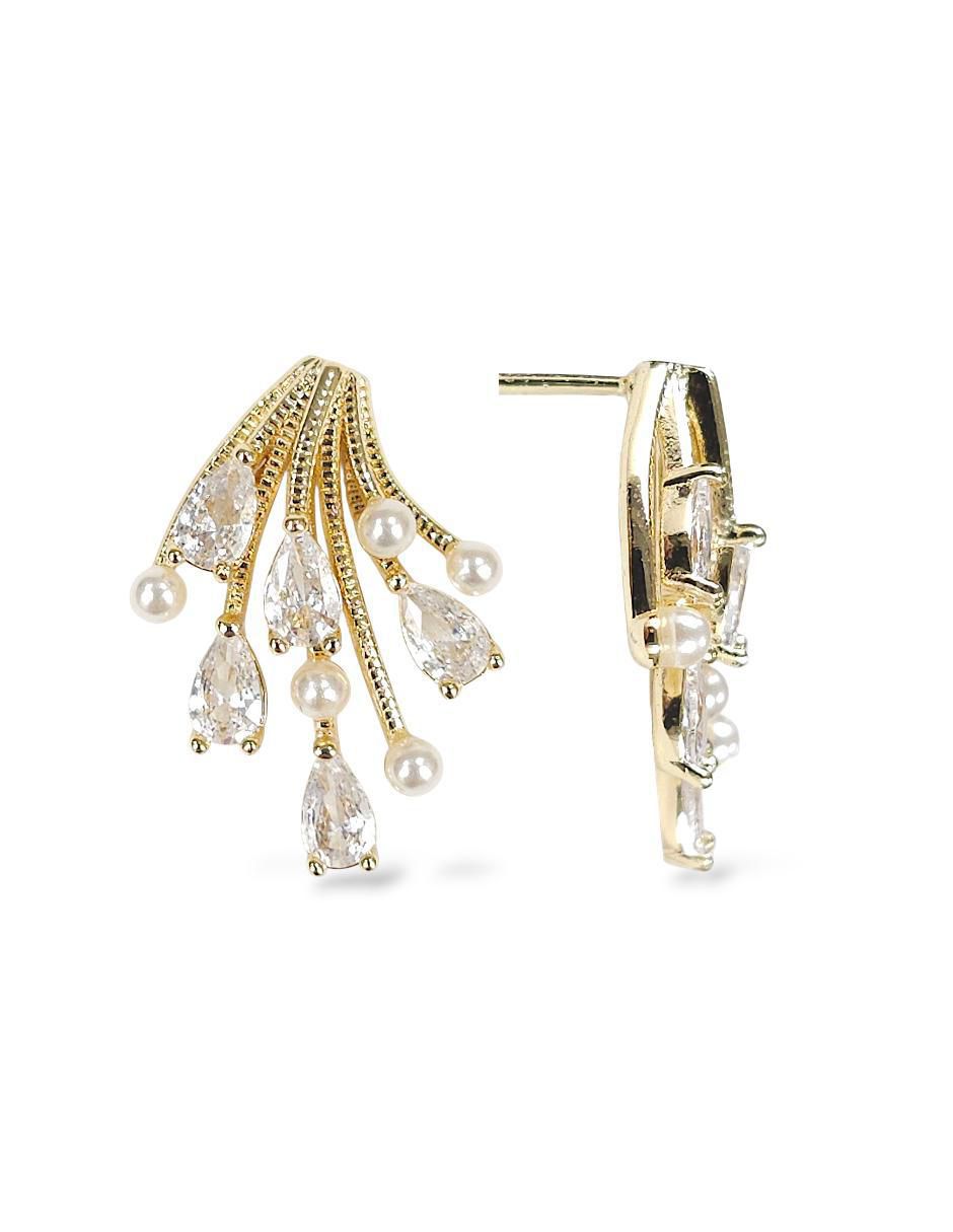 Aretes y collar 18 K perla de cristal 5