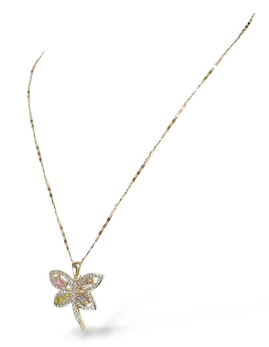 Aretes y collar de libélula 18 K zirconia 3