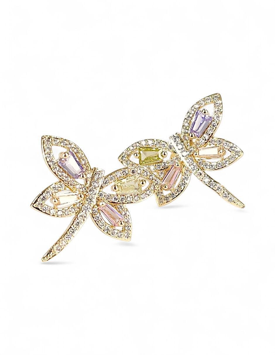 Aretes y collar de libélula 18 K zirconia 6