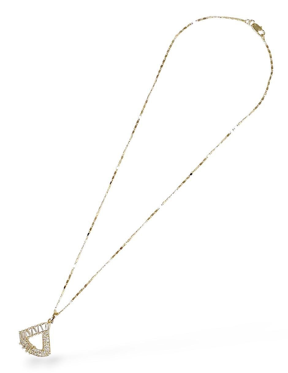 Aretes y collar triangular 18 K zirconia 2
