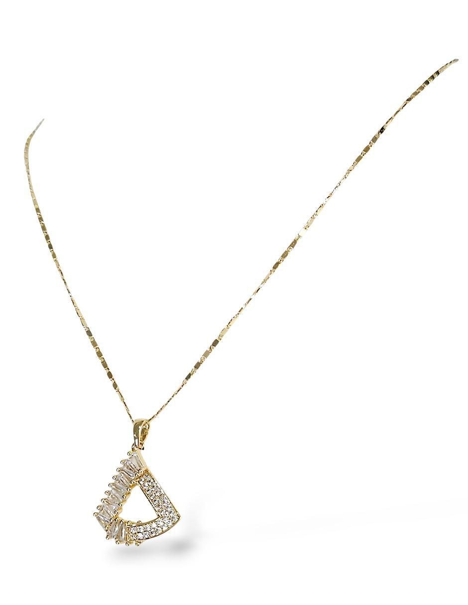 Aretes y collar triangular 18 K zirconia 3