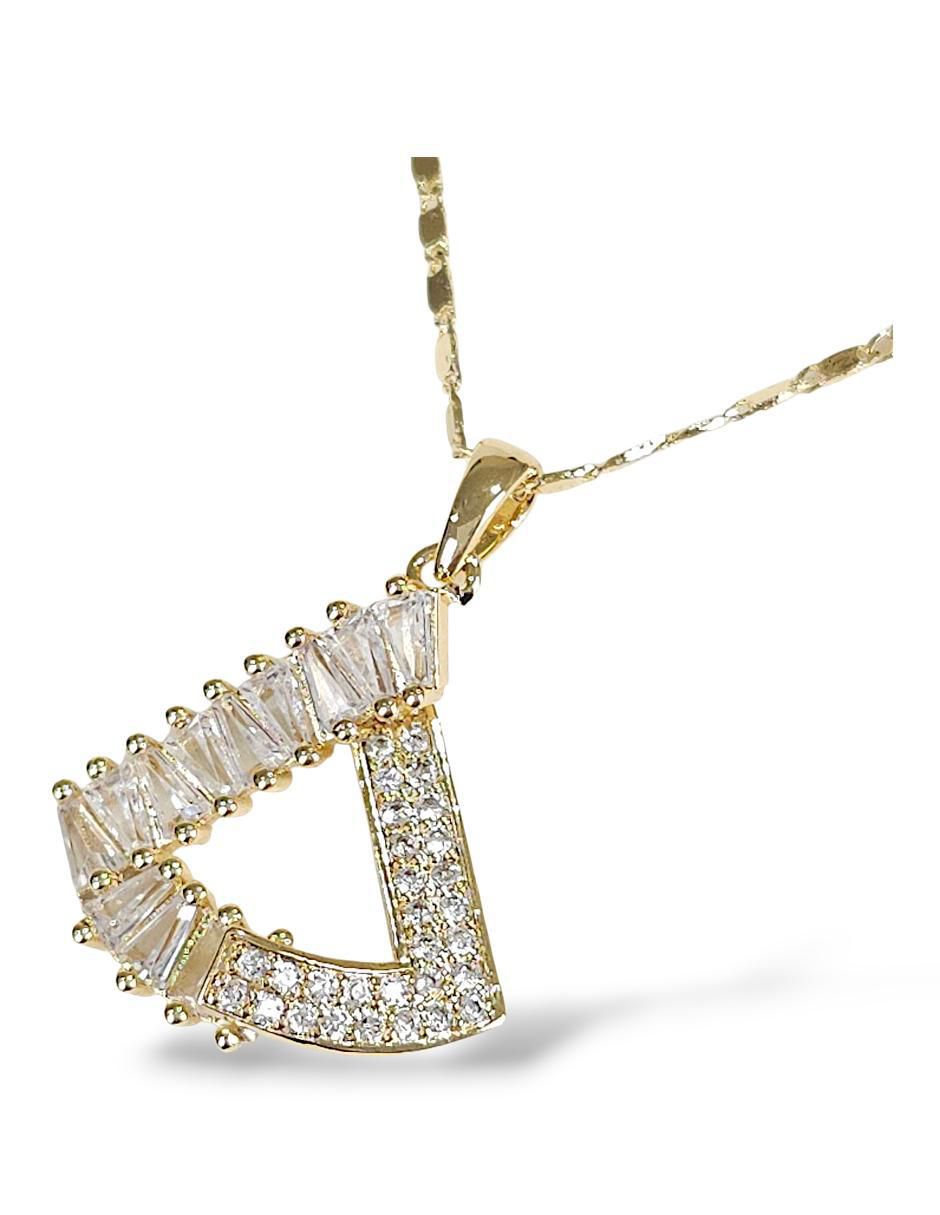 Aretes y collar triangular 18 K zirconia 4