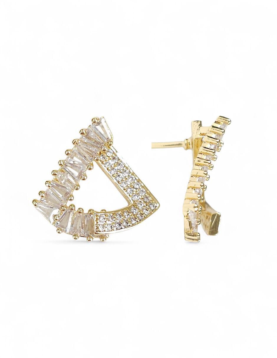 Aretes y collar triangular 18 K zirconia 5