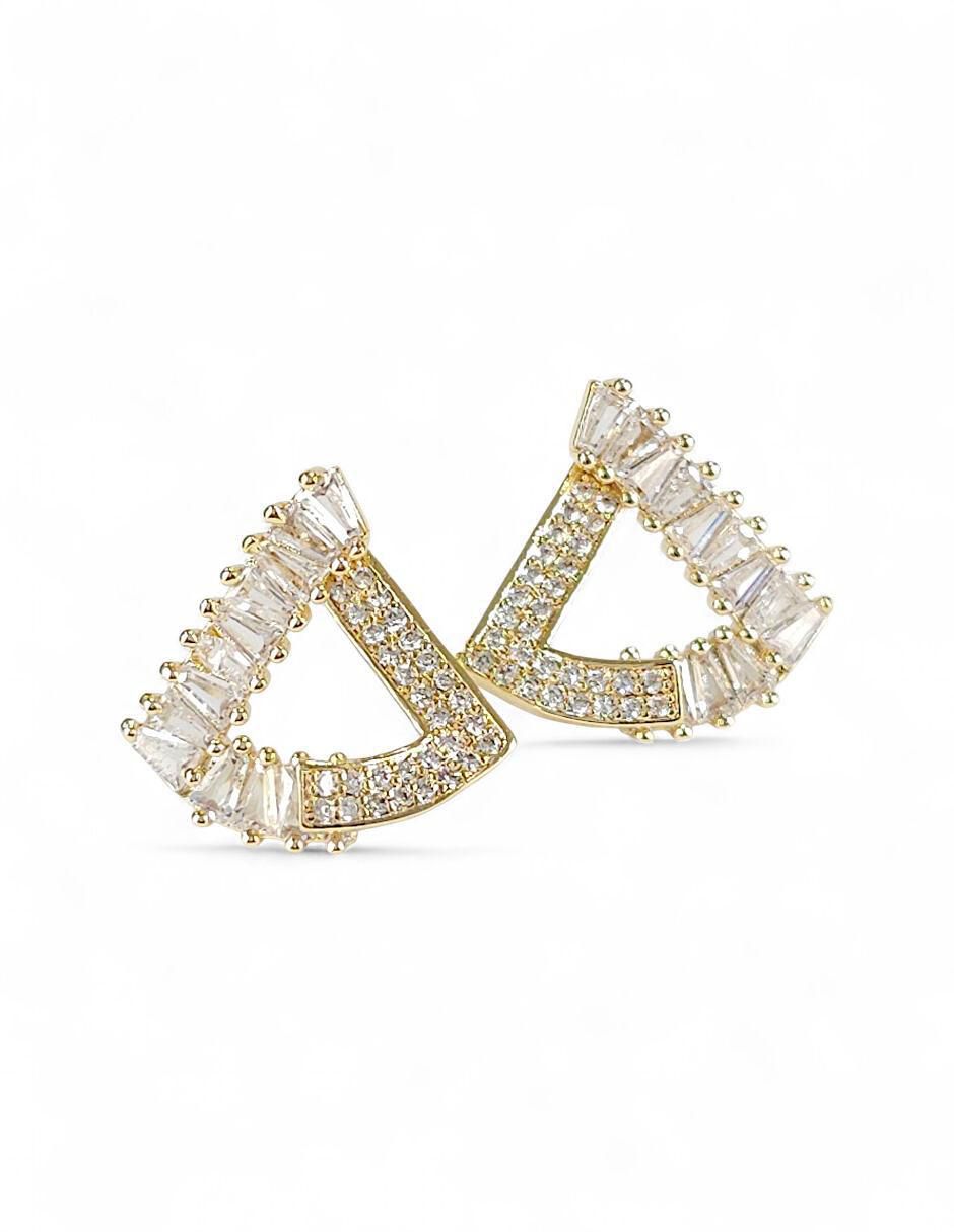 Aretes y collar triangular 18 K zirconia 6