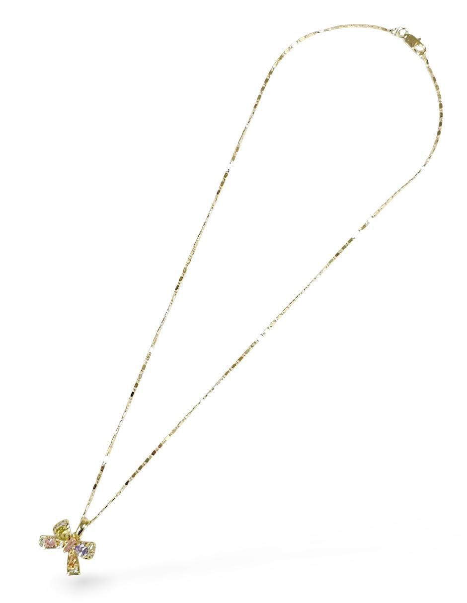 Aretes y collar de moño 18 K zirconia 2