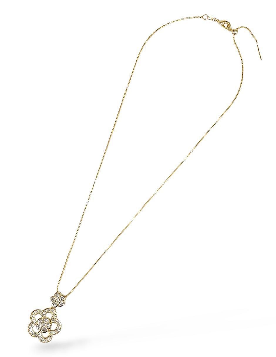 Aretes y collar de flor 18K zirconia 2
