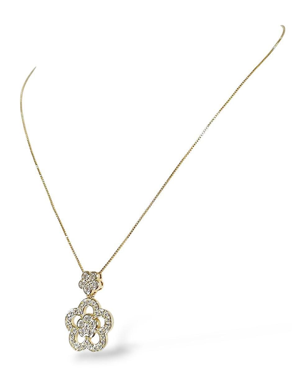 Aretes y collar de flor 18K zirconia 3