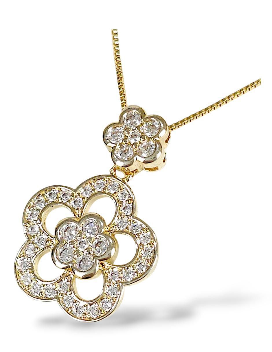 Aretes y collar de flor 18K zirconia 4