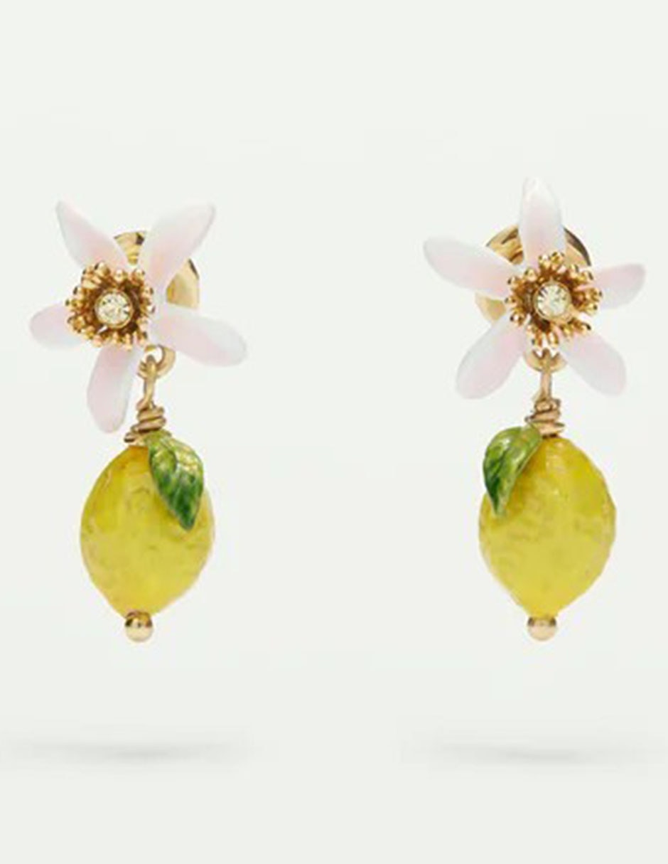 Aretes cortos Lovely Lemon con acabado esmaltado