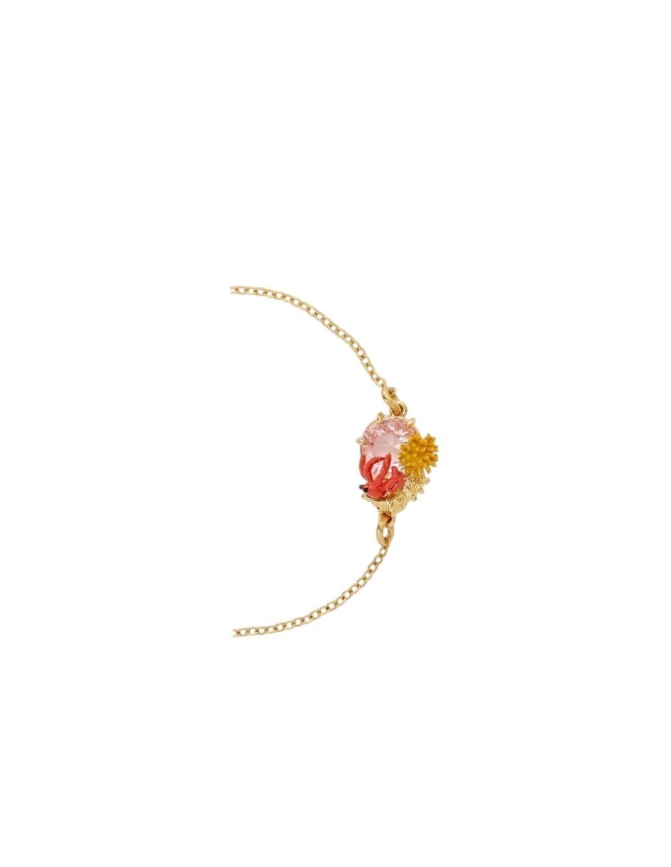 Pulsera con cristal 18 k con acabado baño de oro 2