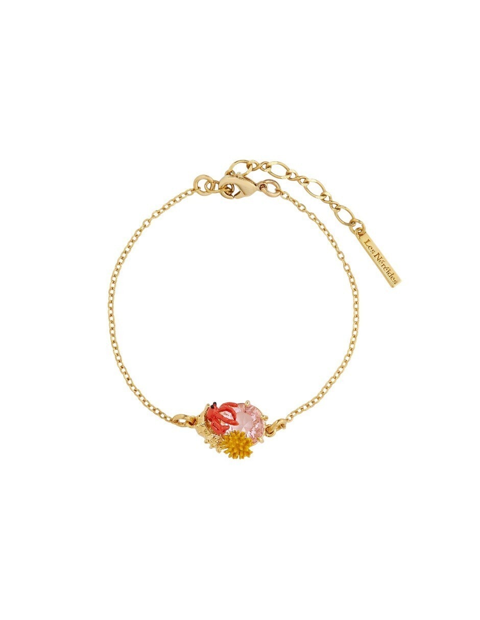 Pulsera con cristal 18 k con acabado baño de oro Pulsera con cristal 18 k con acabado baño de oro