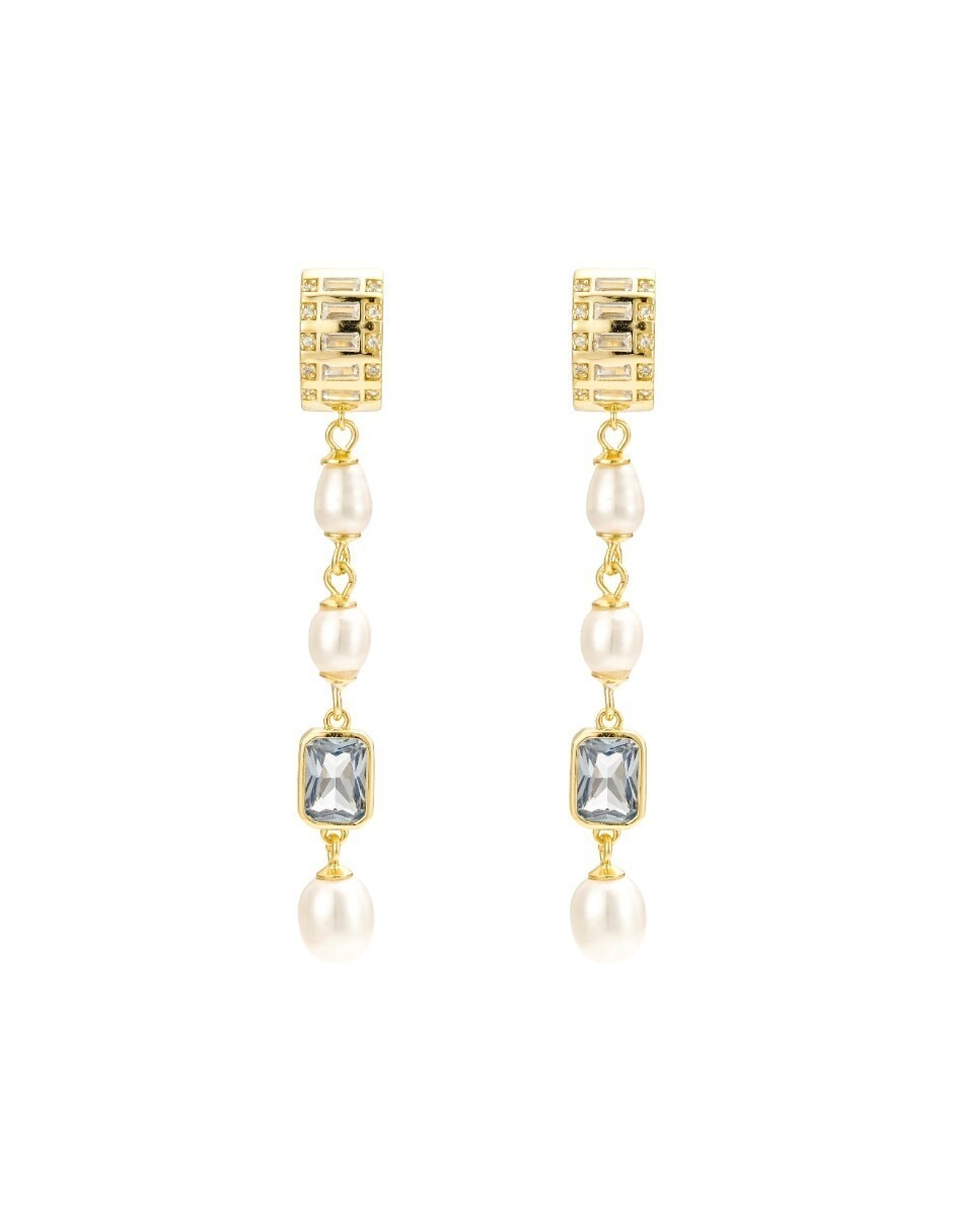 Aretes largos Classic Revisite de plata P 925 con acabado pulido perla