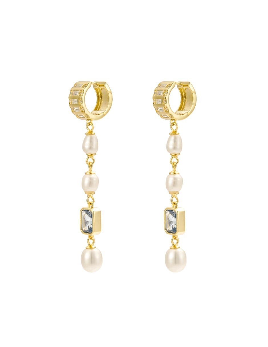 Aretes largos Classic Revisite de plata P 925 con acabado pulido perla 2