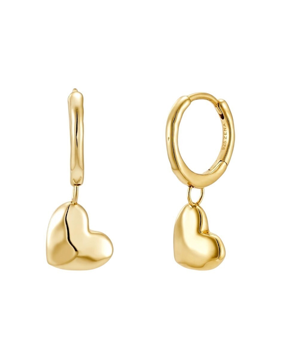 Aretes de aro de corazón Classic Revisite de plata P 925 con acabado baño de oro 2