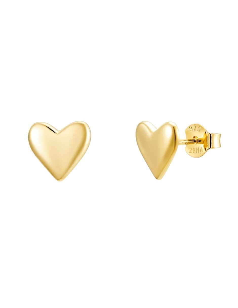 Aretes cortos de corazón de plata p 925 2