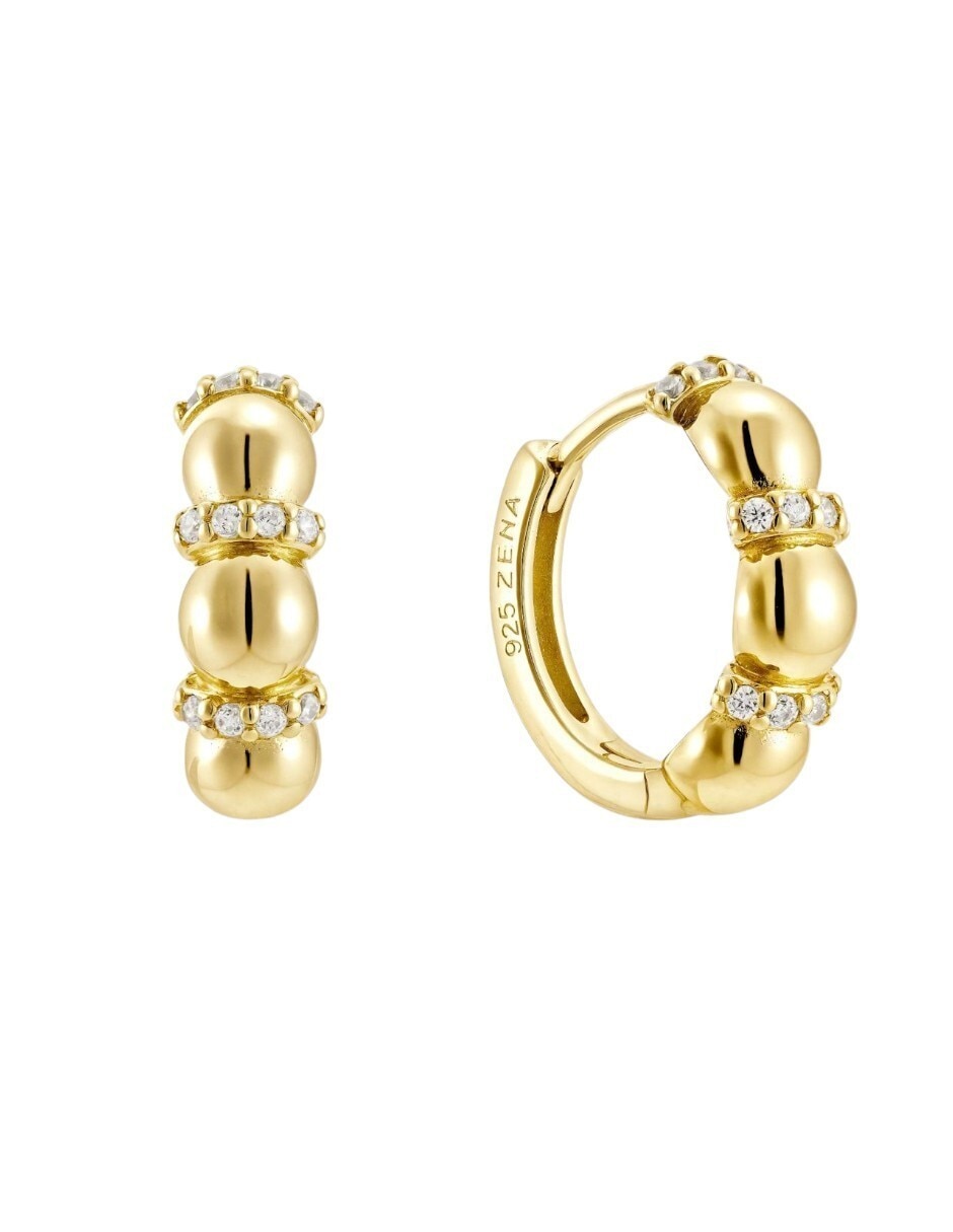 Aretes cortos Classic Reviste de plata P 925 con acabado baño de oro 2