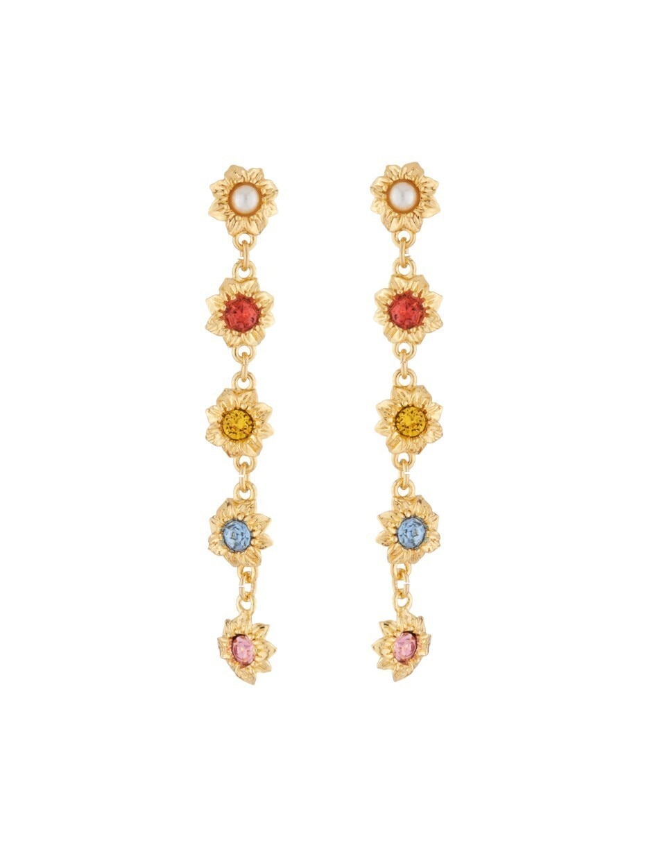 Aretes largos de flor cristal