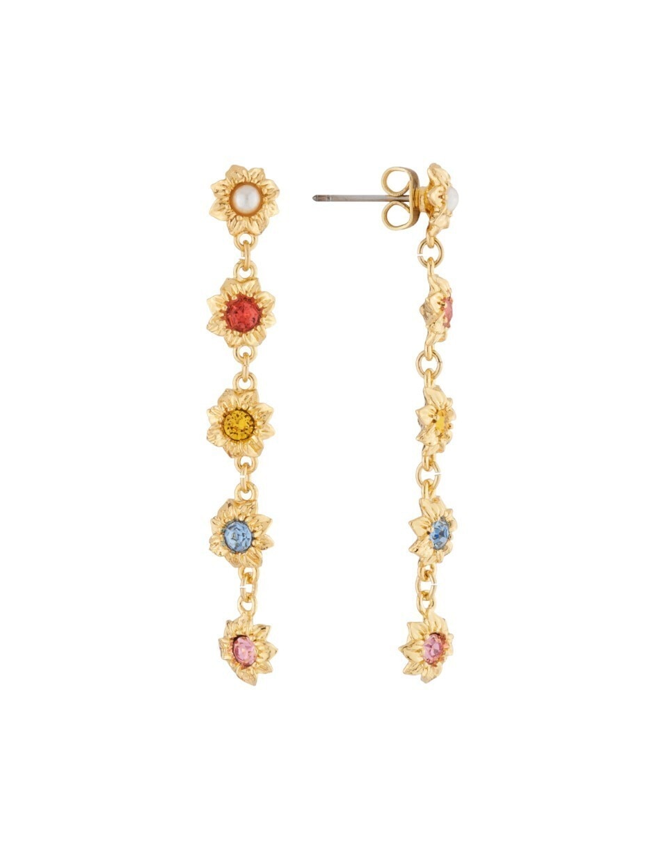 Aretes largos de flor cristal 2