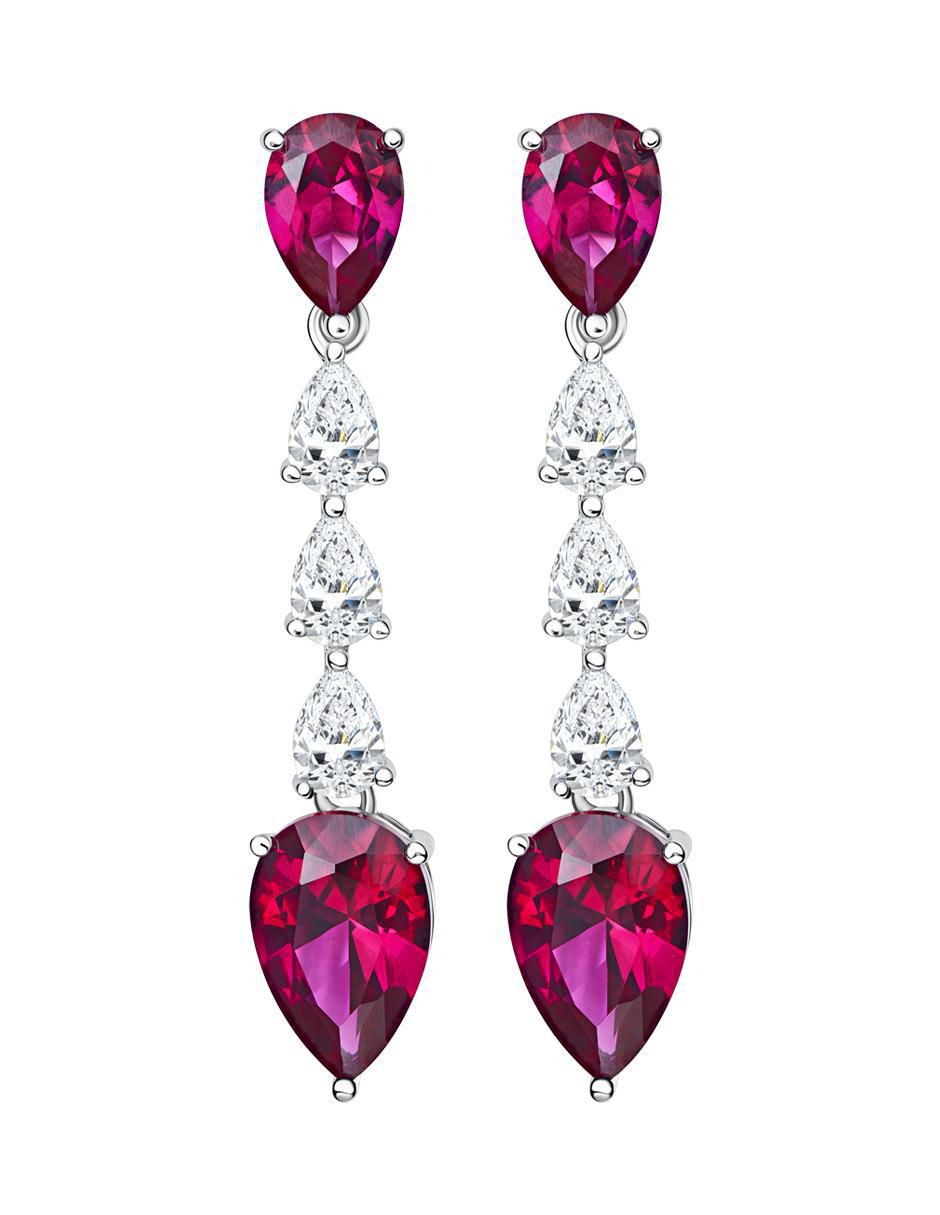 Aretes largos de gota Poppy de plata P 925 con acabado brillante
