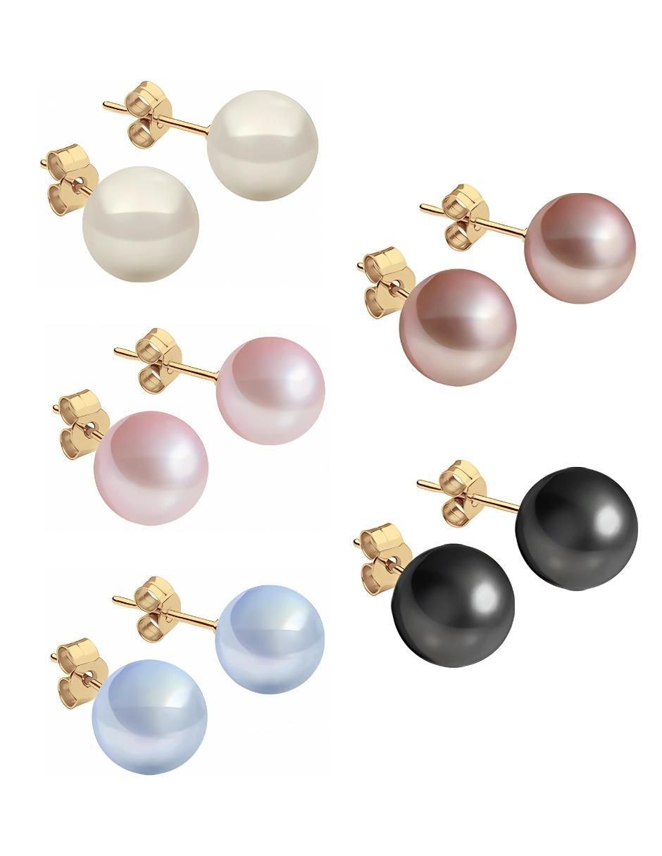 Set de aretes Éclair con acabado baño de oro 18 K perla de cristal Set de aretes Éclair con acabado baño de oro 18 K perla de cristal