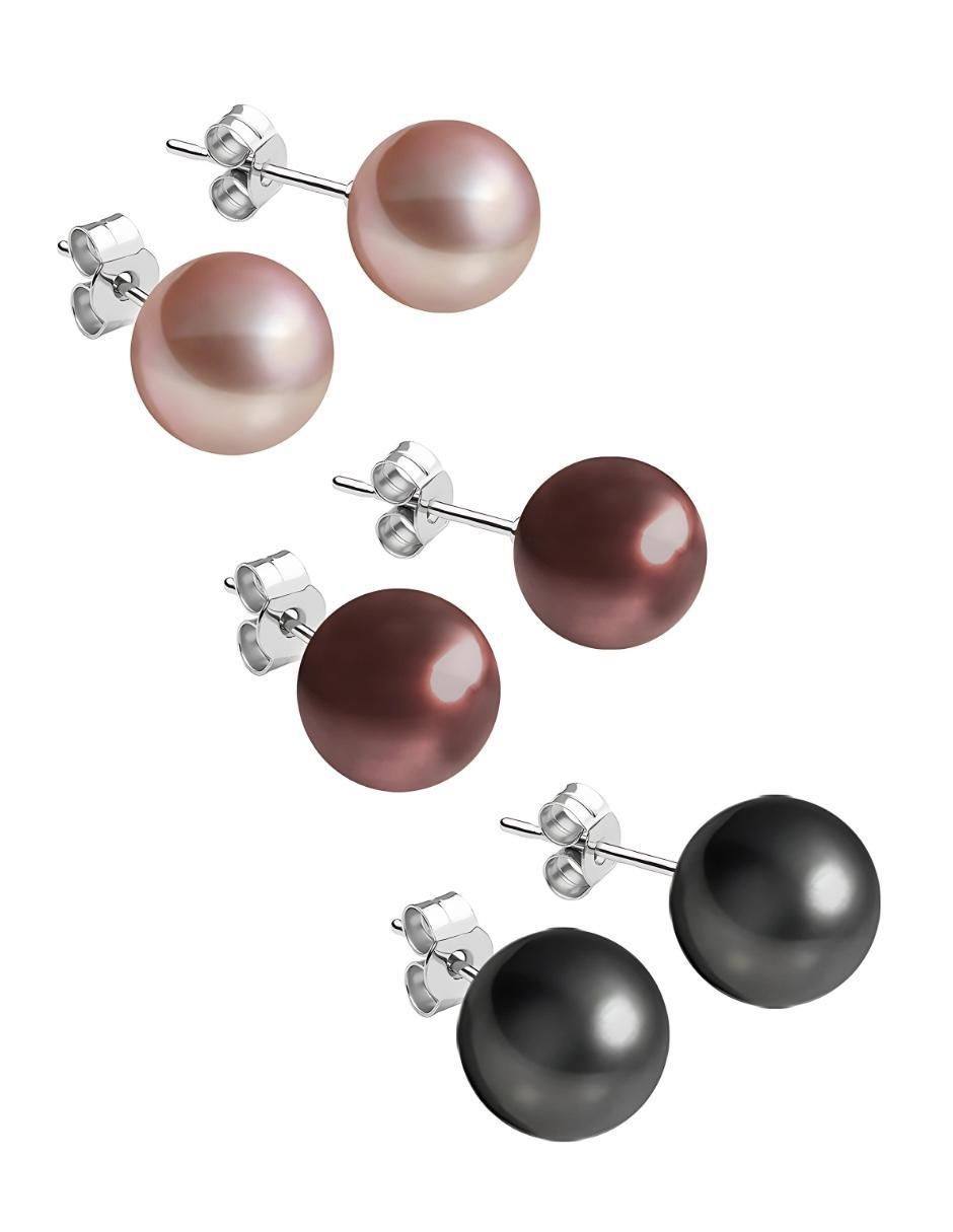 Set de aretes Éclair de plata P 925 con acabado brillante perla de cristal