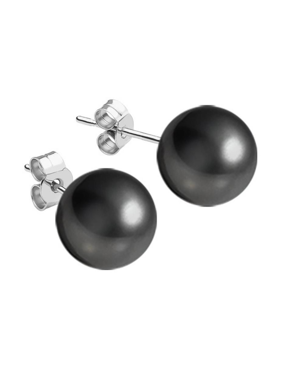 Set de aretes Éclair de plata P 925 con acabado brillante perla de cristal 5