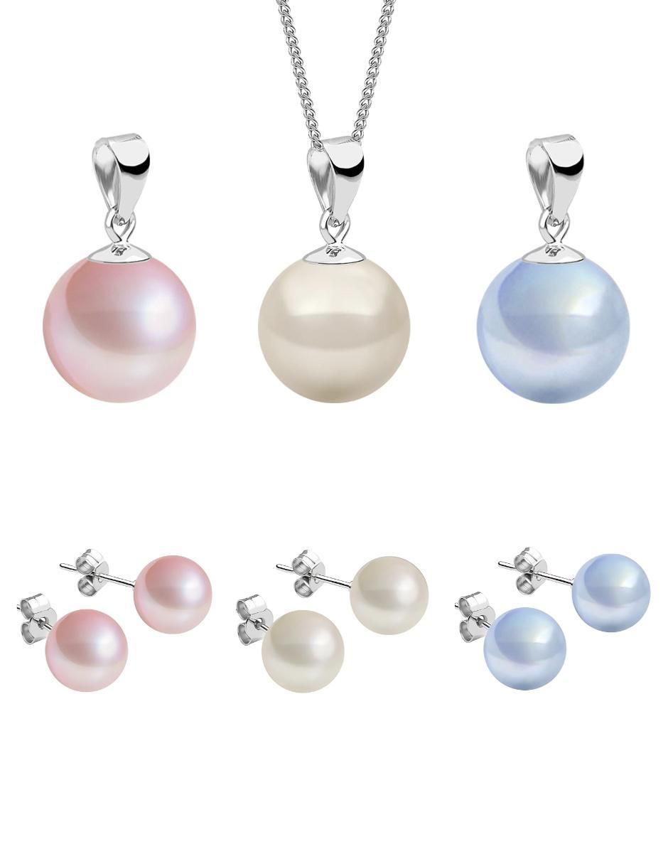 Aretes y collar Éclair de plata P 925 perla de cristal