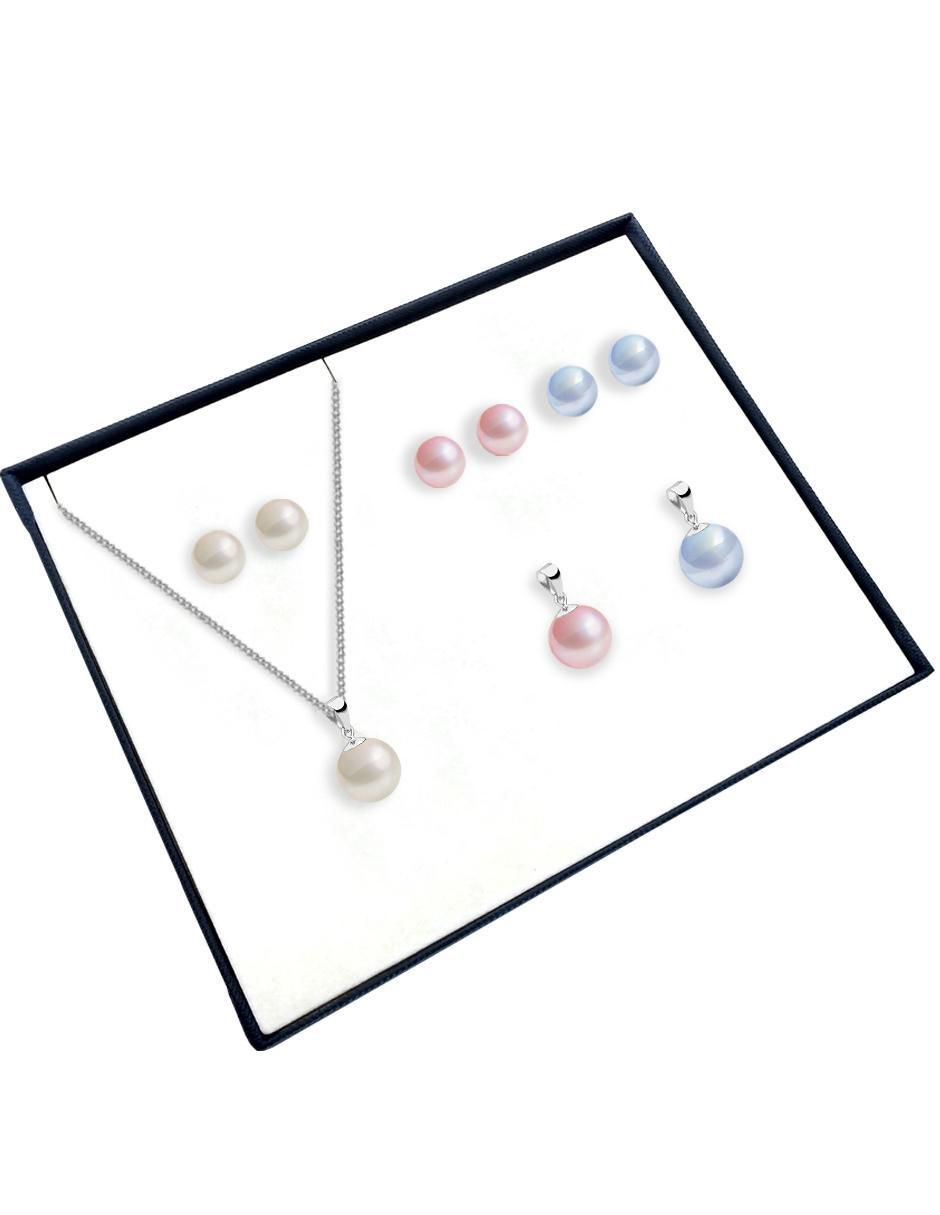 Aretes y collar Éclair de plata P 925 perla de cristal 3