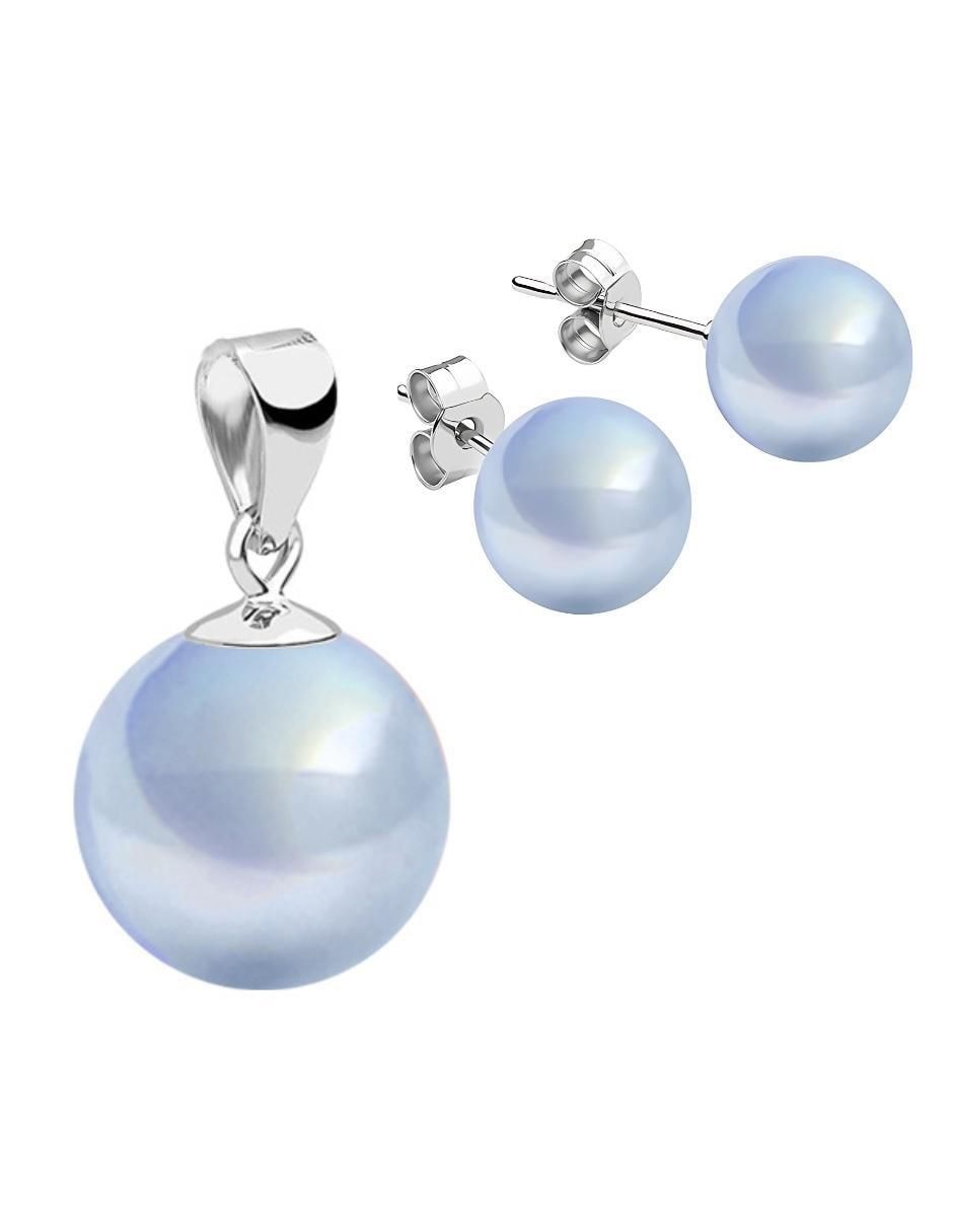 Aretes y collar Éclair de plata P 925 perla de cristal 6