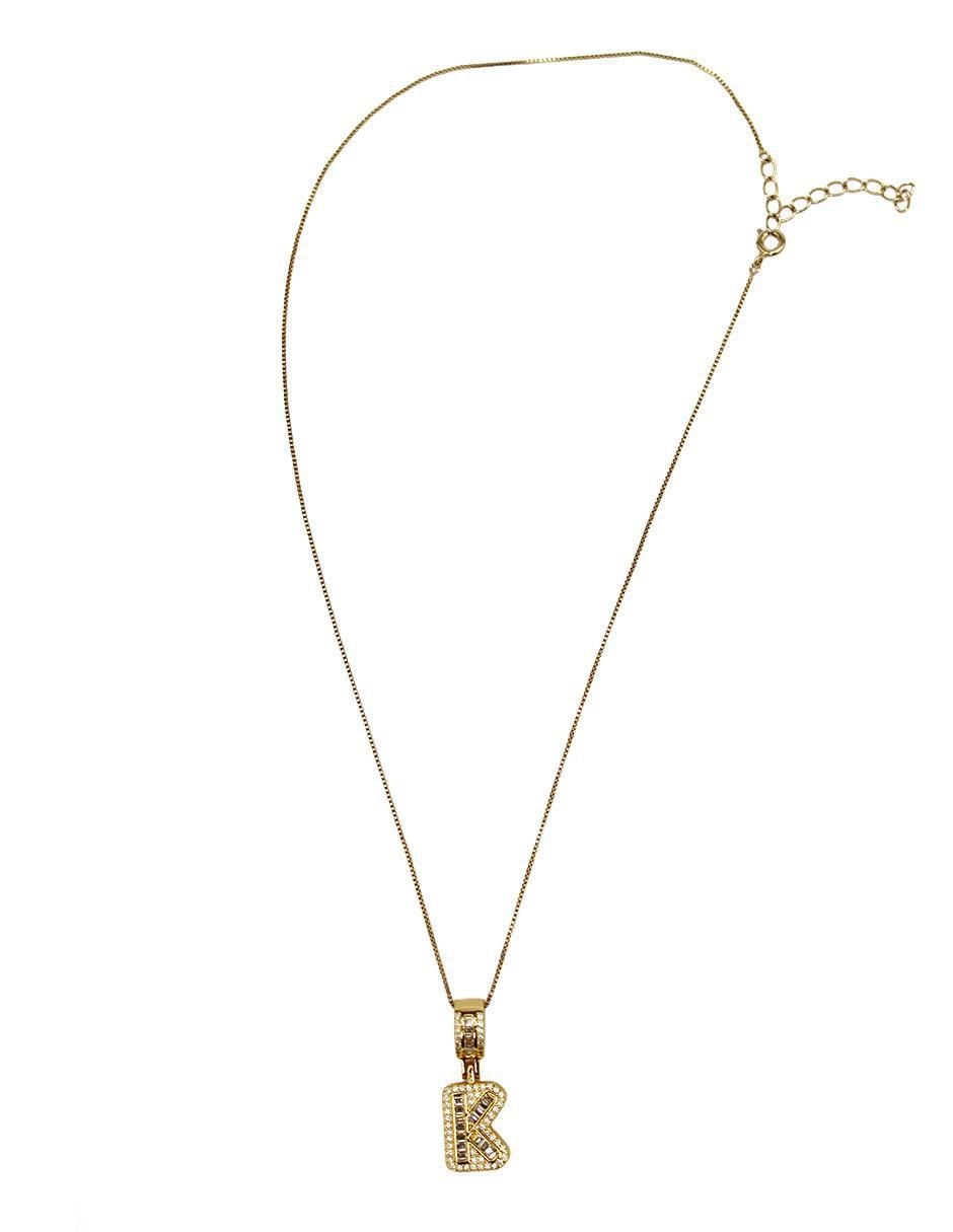 Collar con dije de letras de oro laminado 10 K 2