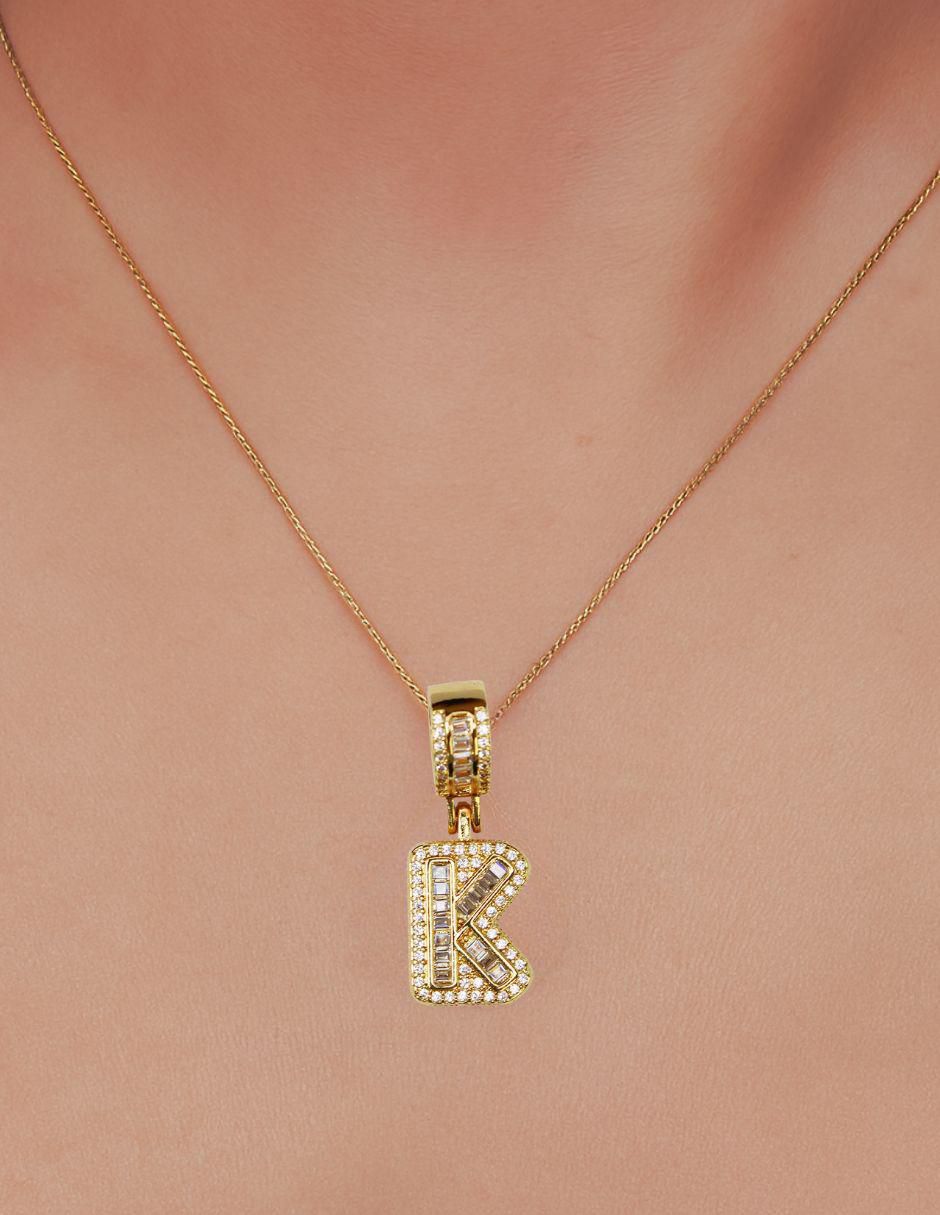 Collar con dije de letras de oro laminado 10 K 3