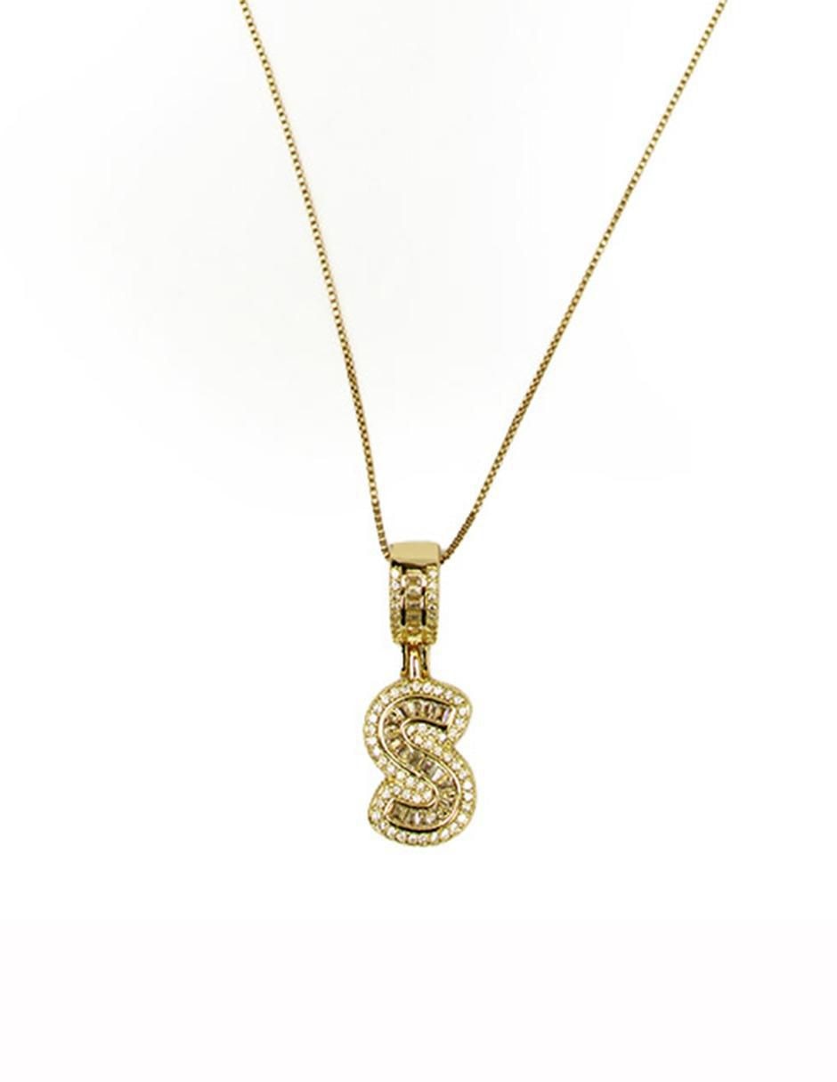 Collar con dije de letras de oro laminado 10 K Collar con dije de letras de oro laminado 10 K