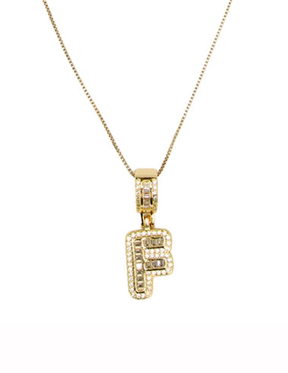 Collar con dije de letras de oro laminado 10 K