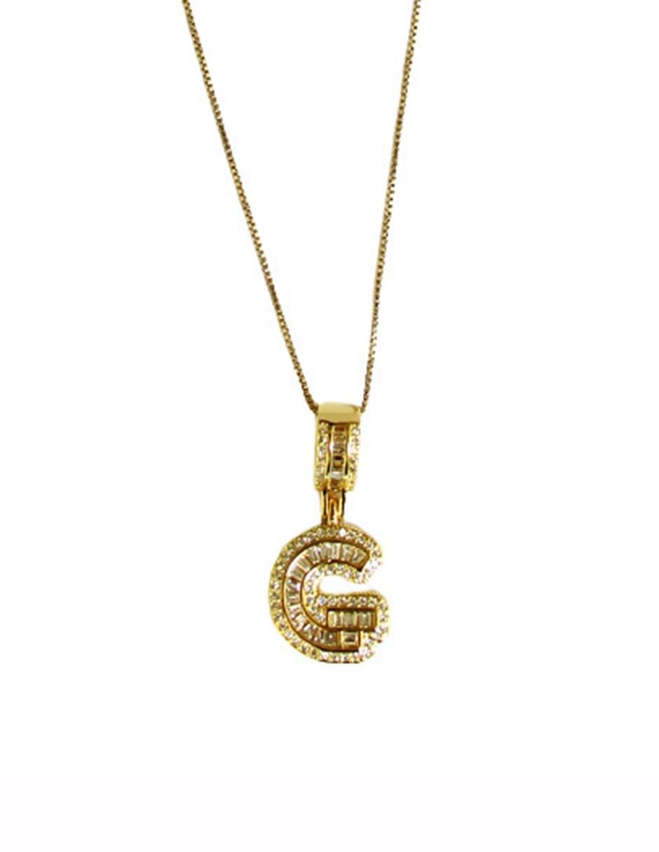 Collar con dije de letras de oro laminado 10 K