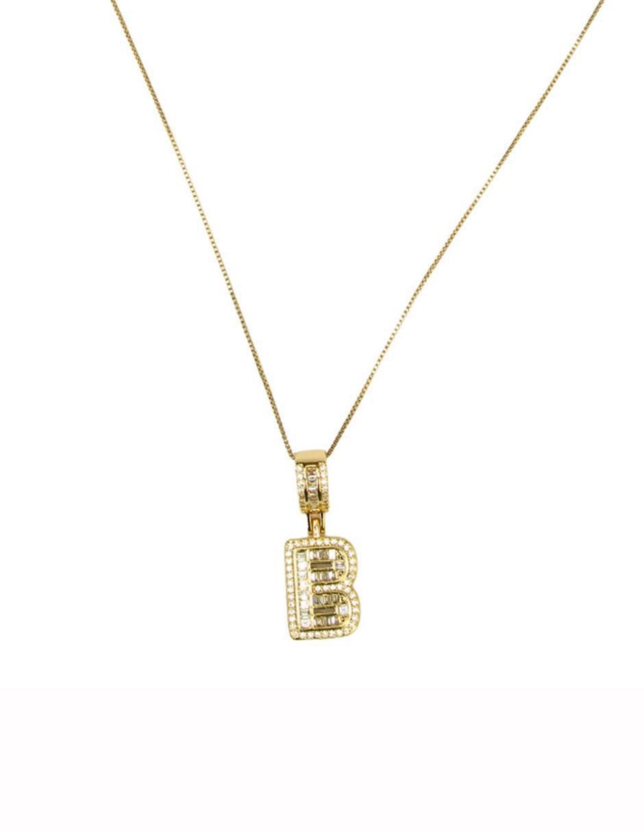 Collar con dije de letras de oro laminado 10 K