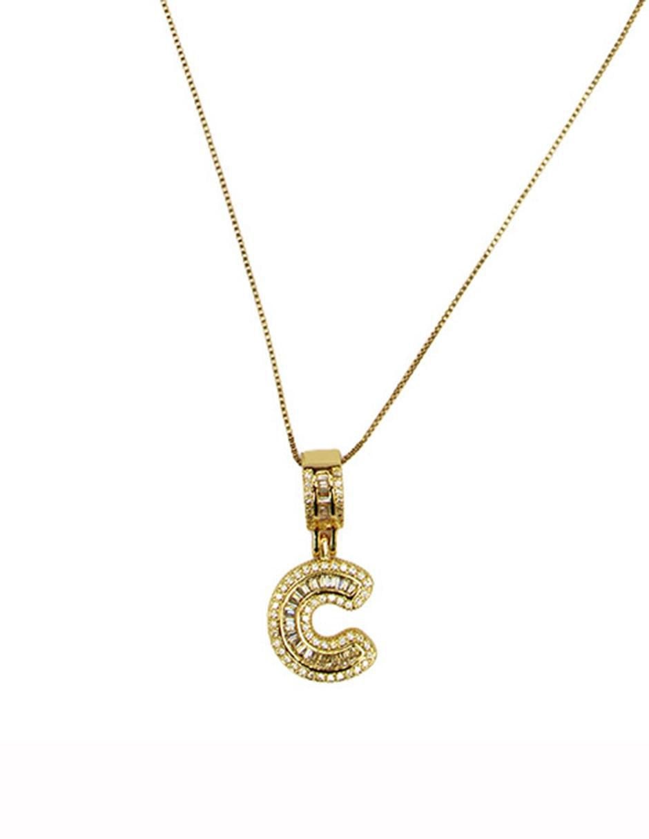 Collar con dije de letras de oro laminado 10 K Collar con dije de letras de oro laminado 10 K