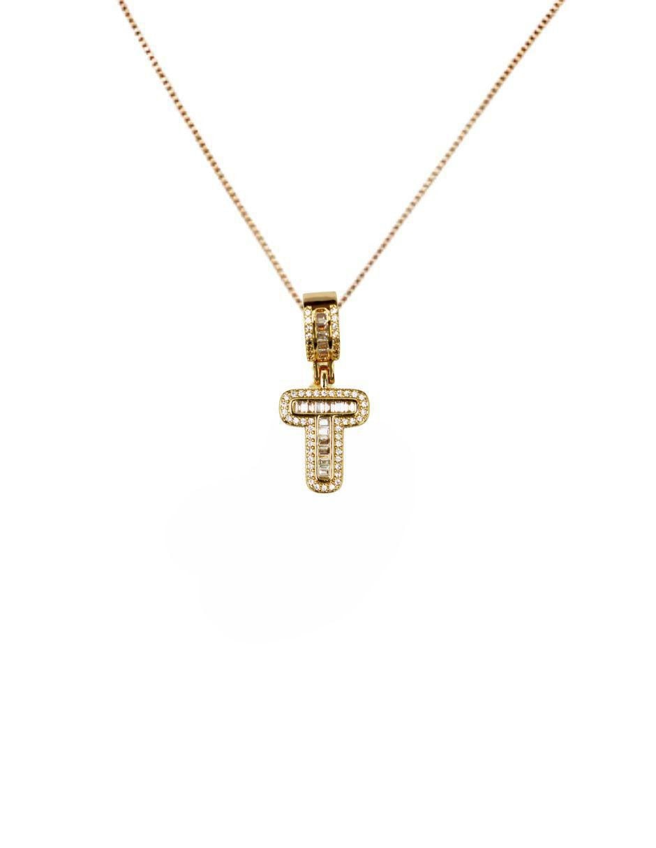 Collar con dije de letras de oro laminado 10 K
