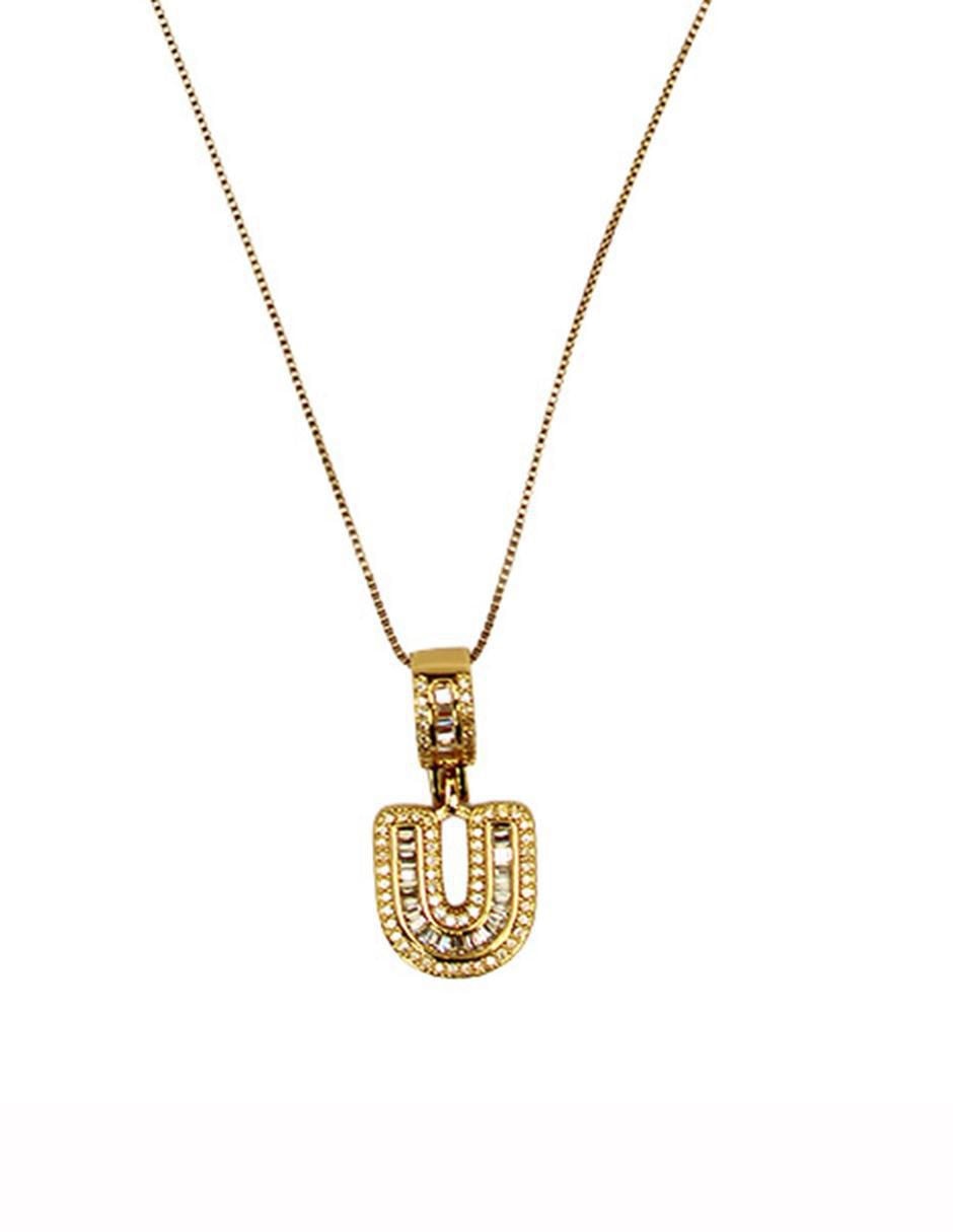 Collar con dije de letras de oro laminado 10 K