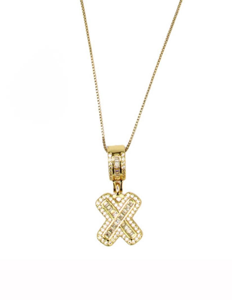 Collar con dije de letras de oro laminado 10 K