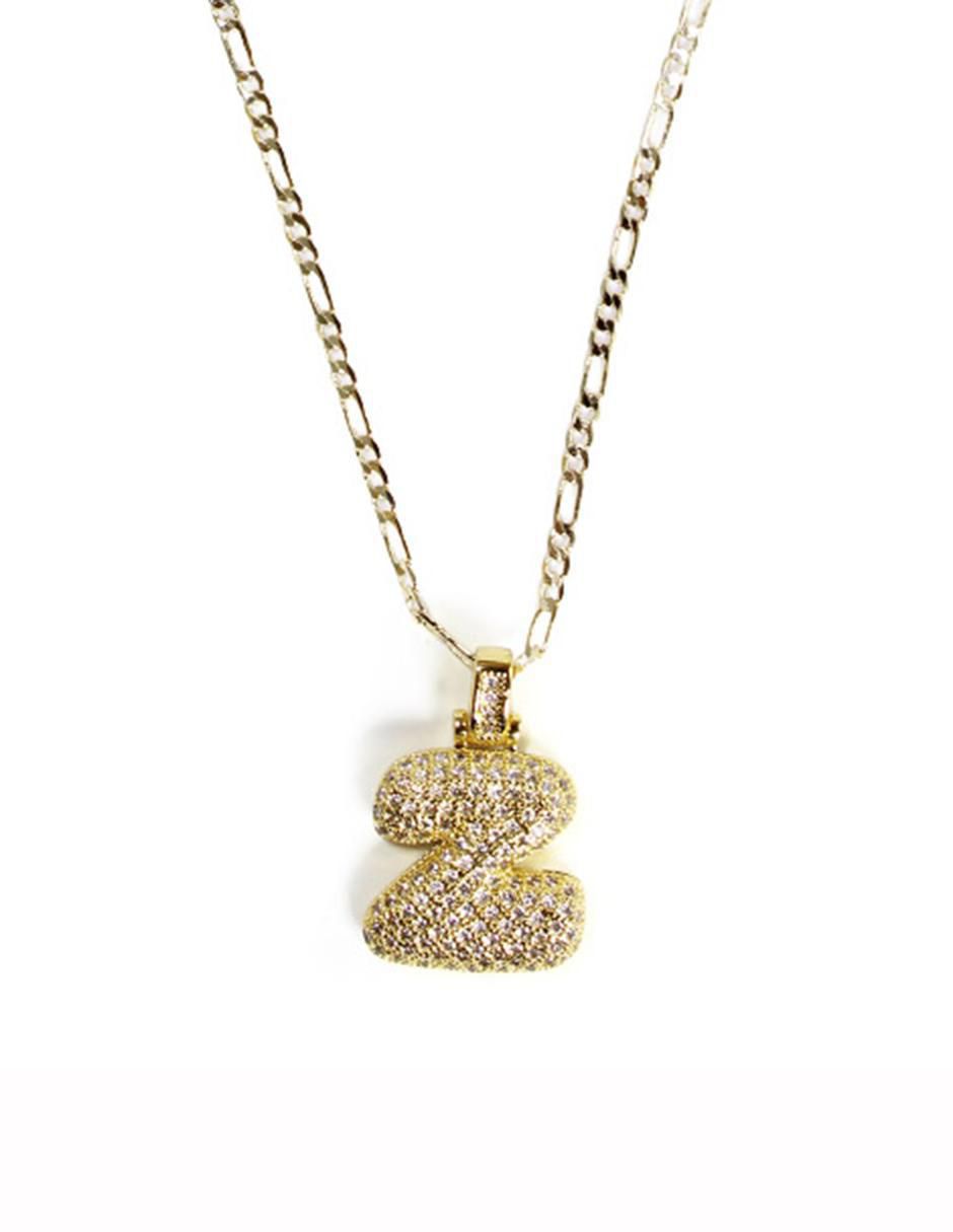 Collar con dije de letras de oro laminado 10 K