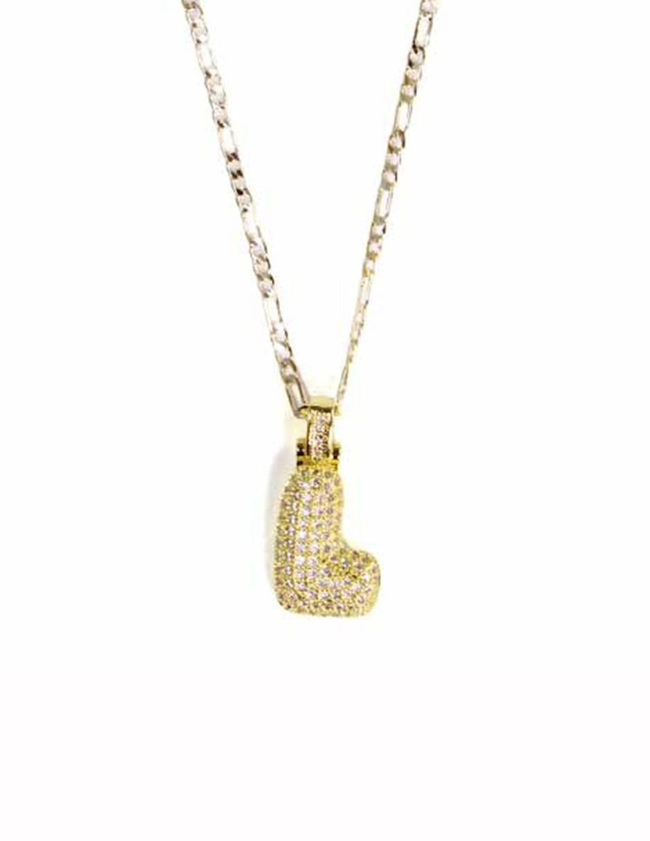 Collar con dije de letras de oro laminado 10 K