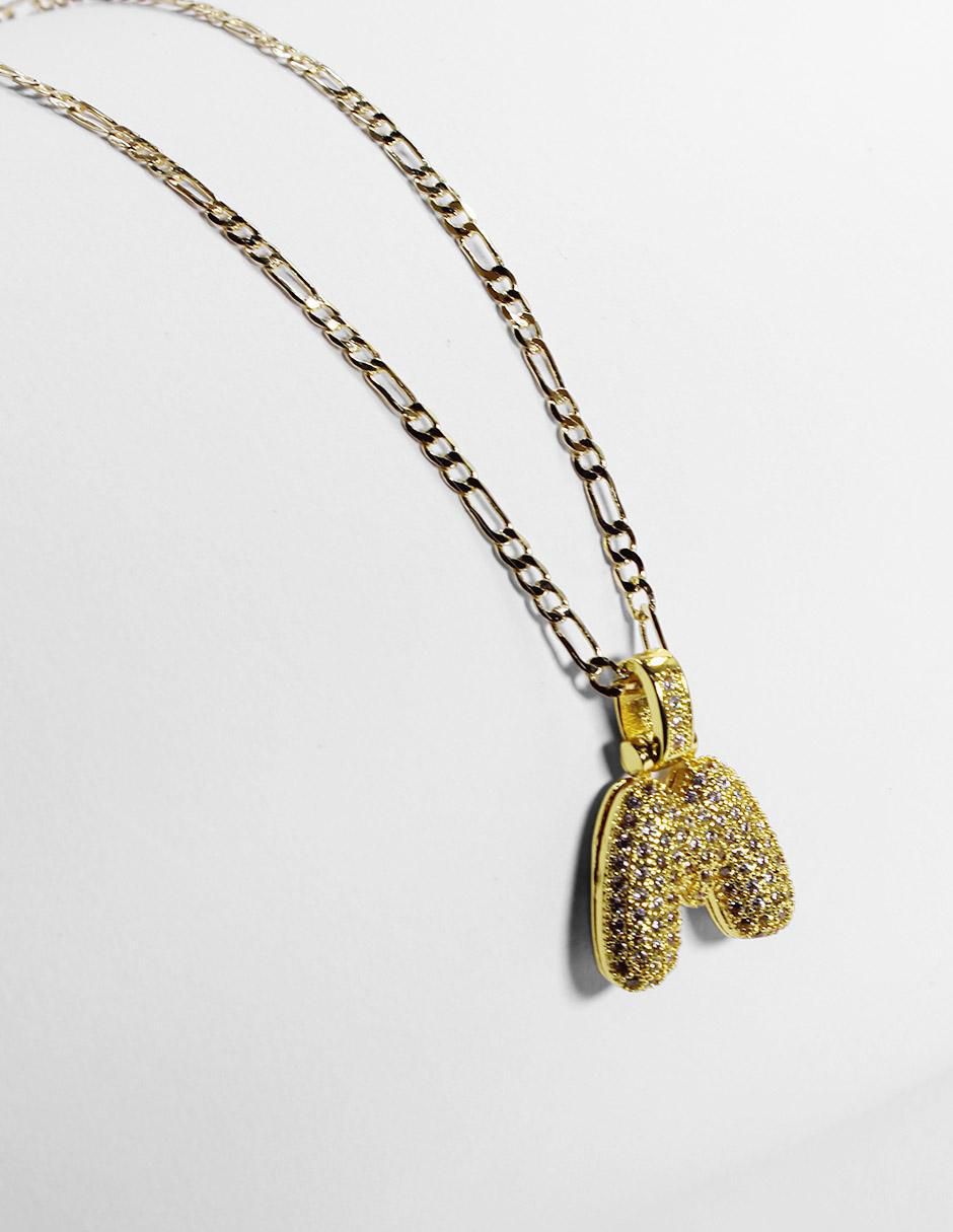 Collar con dije de letras de oro laminado 10 K 9