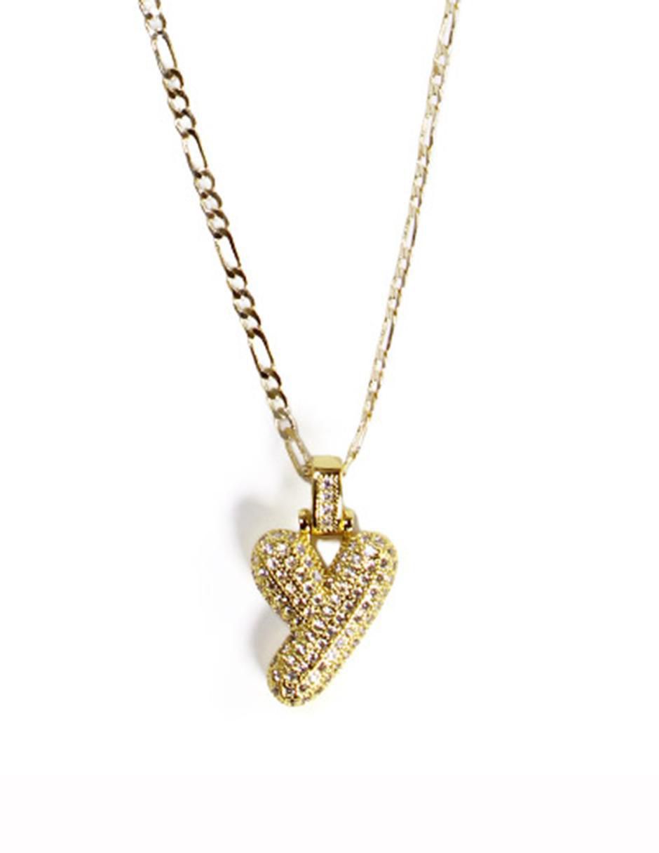 Collar con dije de letras de oro laminado 10 K