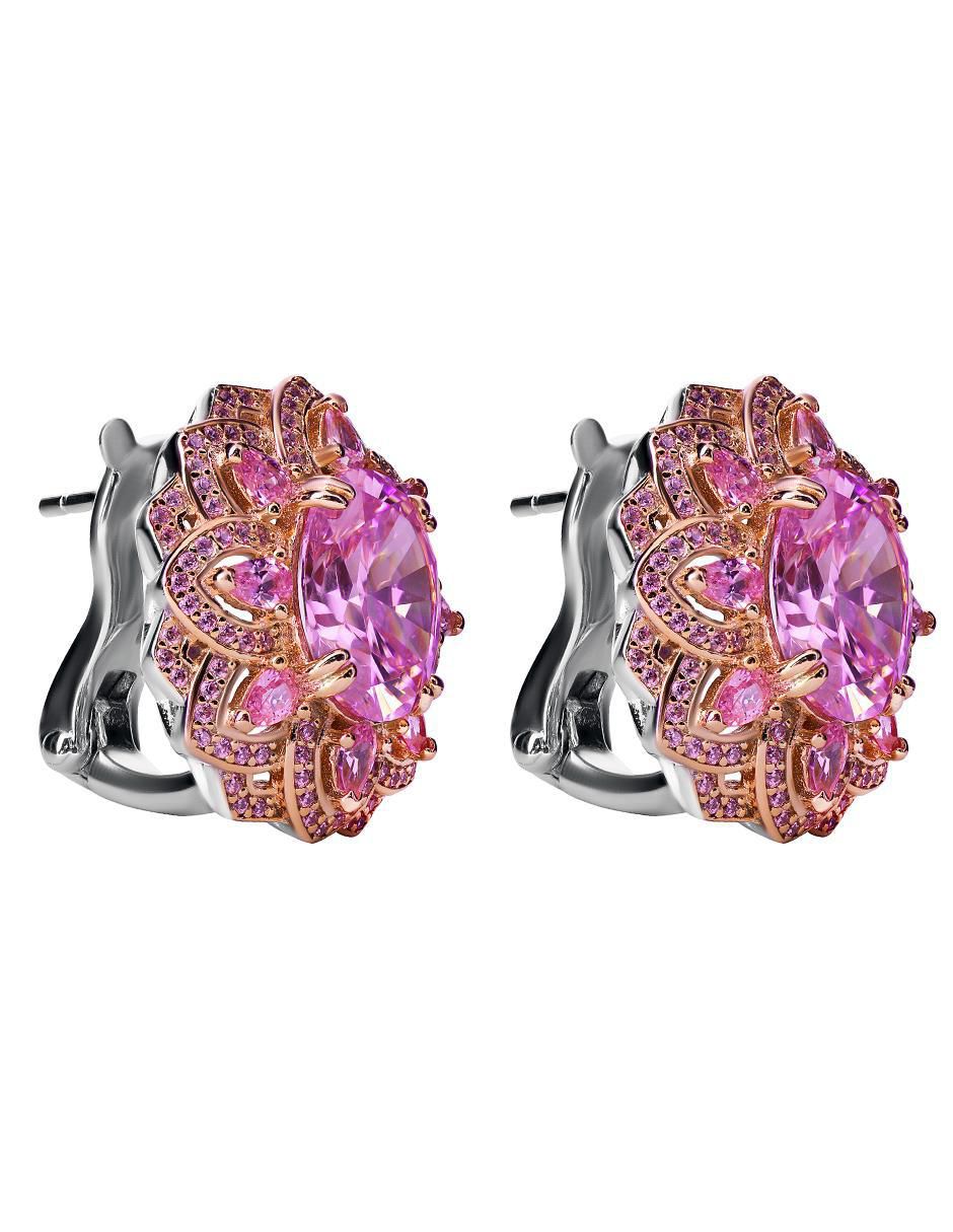 Broqueles de flor de plata p 925 con acabado chapa de oro zirconia 2